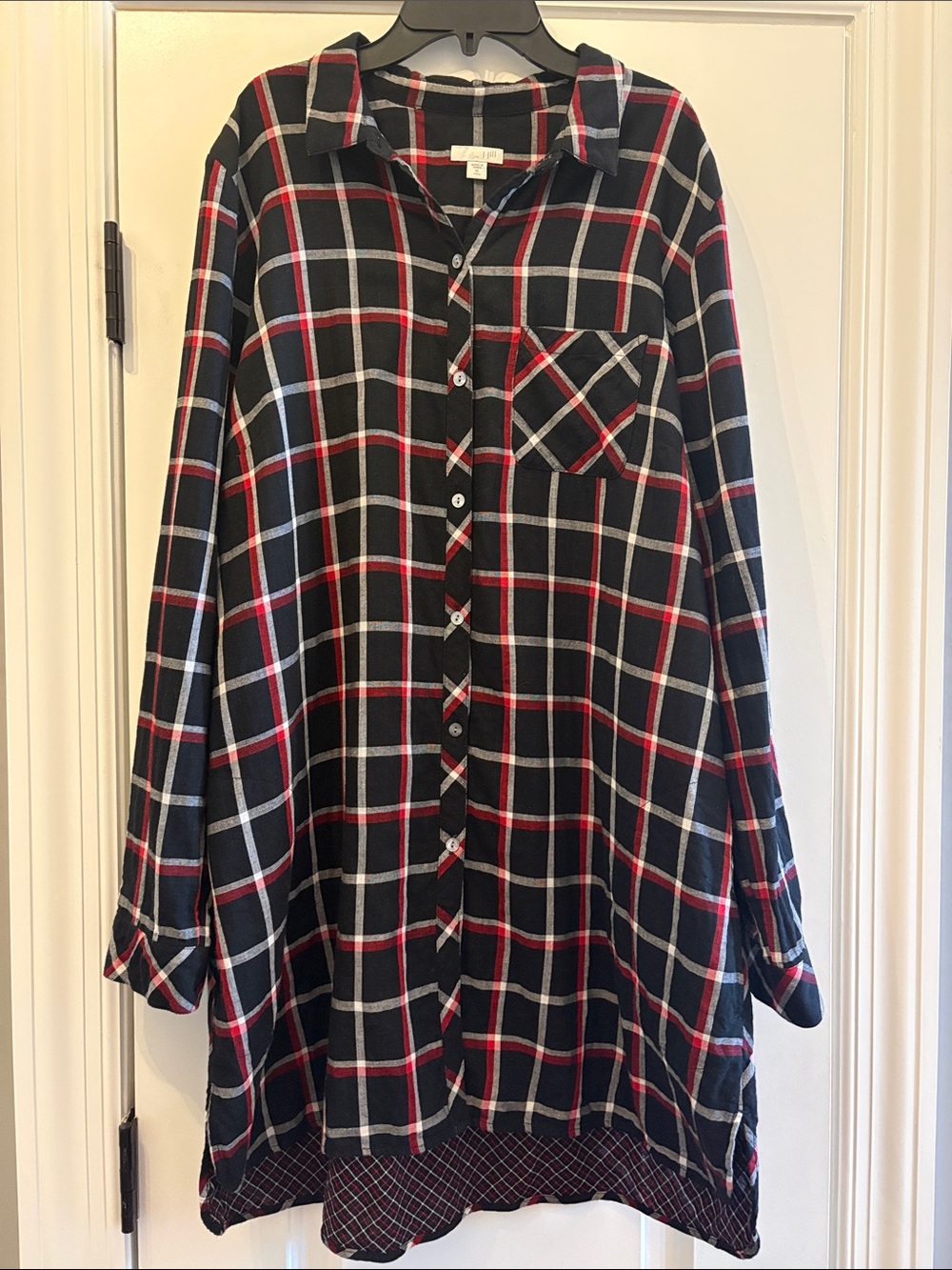 Women’s Black Plaid Button-Front Dress with Pockets XL tall